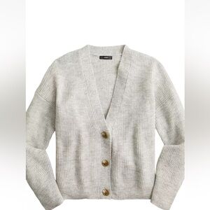 J.CREW HEATHER GREY RIBBED V-NECK CARDIGAN SWEATER SIZE XXL